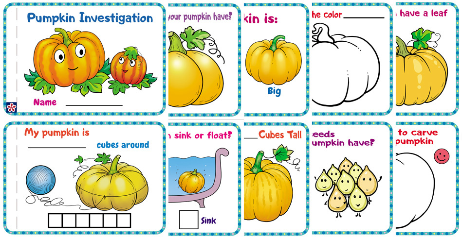 Free, "Pumpkin Investigation," Worksheet Book for Preschoolers