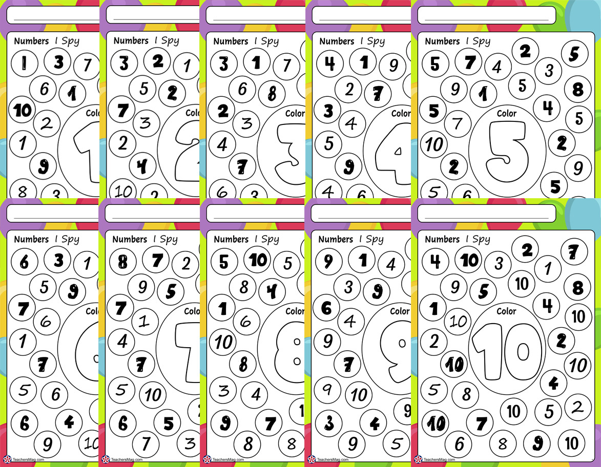 I Spy Numbers Free Printables With Numbers 1-10