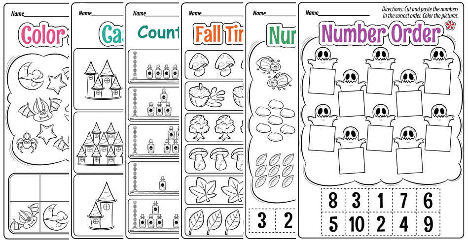 Halloween Math Worksheets for Preschool and Kindergarten Students