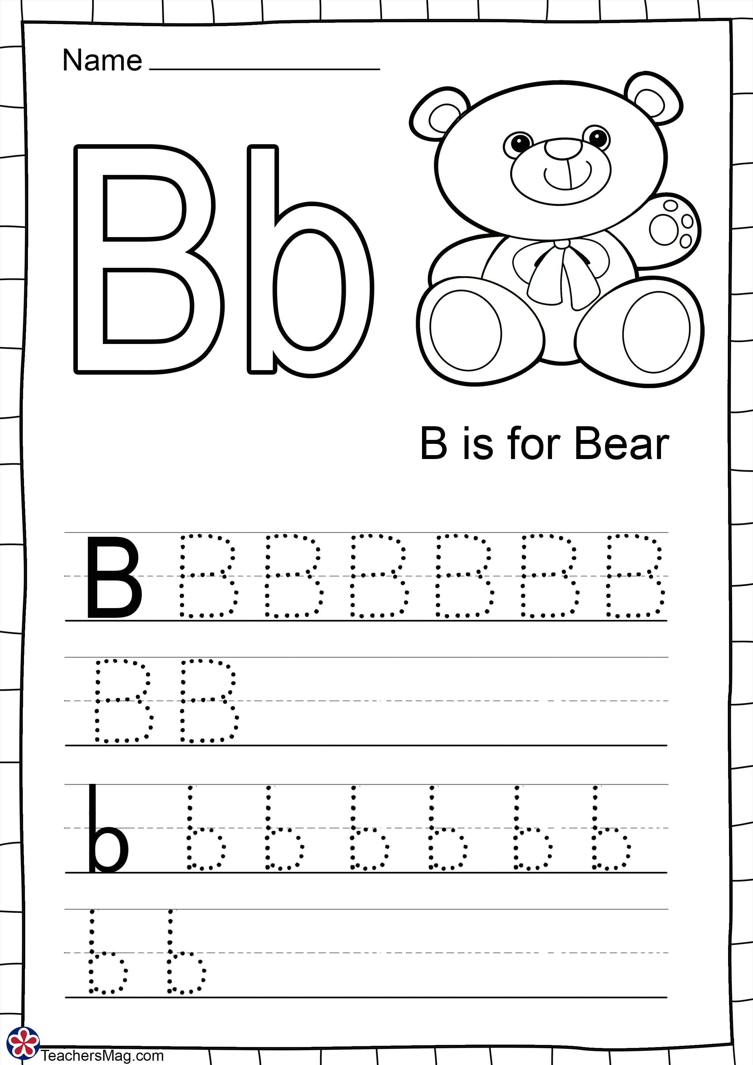 FREE* Say and Trace: Letter B Beginning Sound Words Worksheet