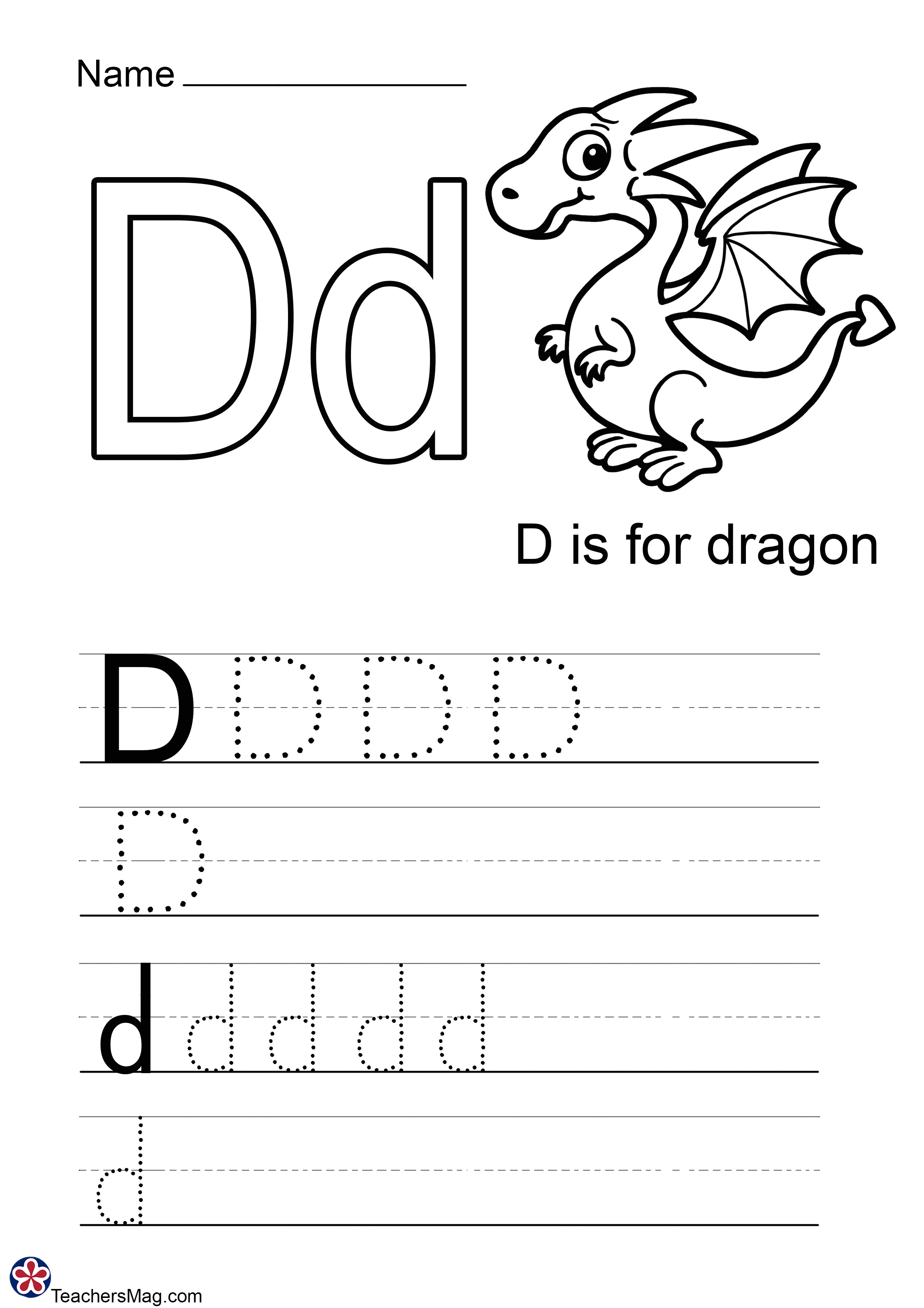 Printable Letter D Worksheets
