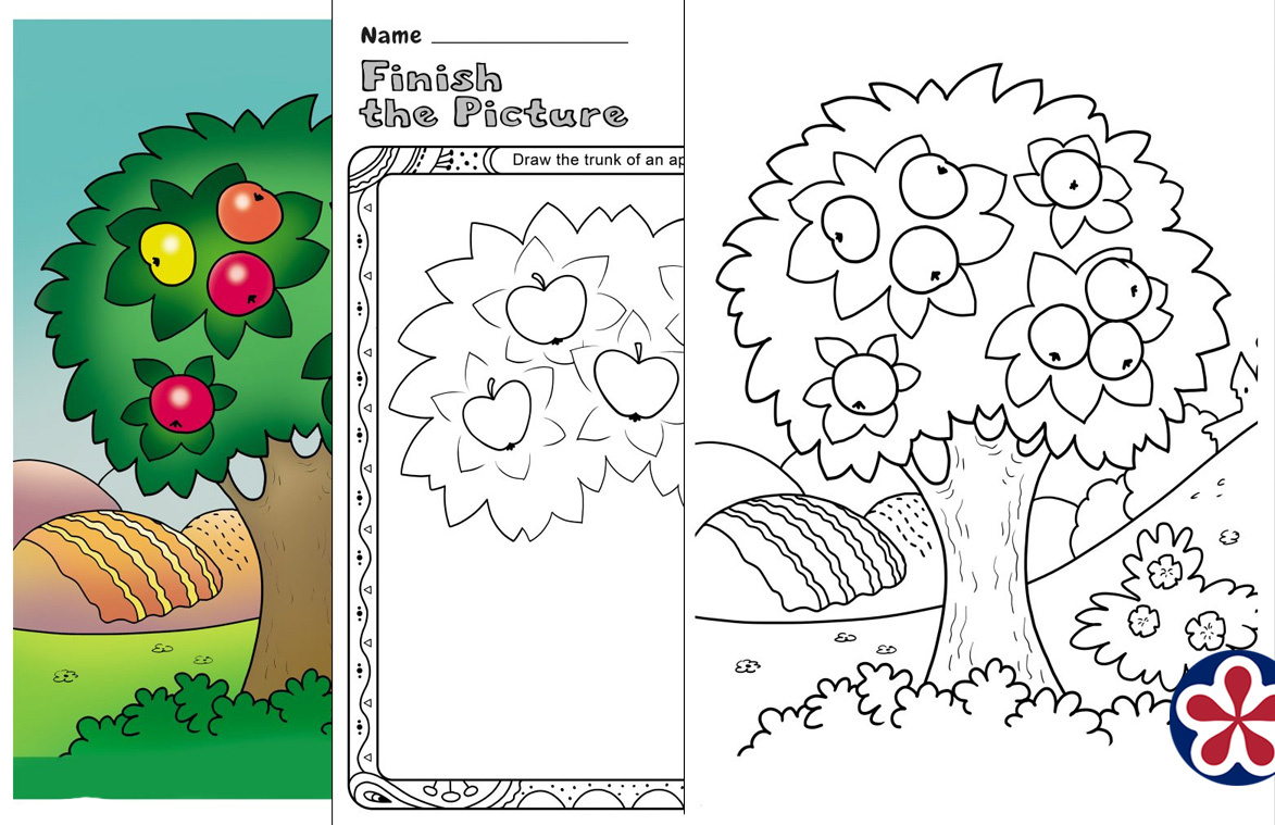 Apple Tree Coloring Pages. TeachersMag.com