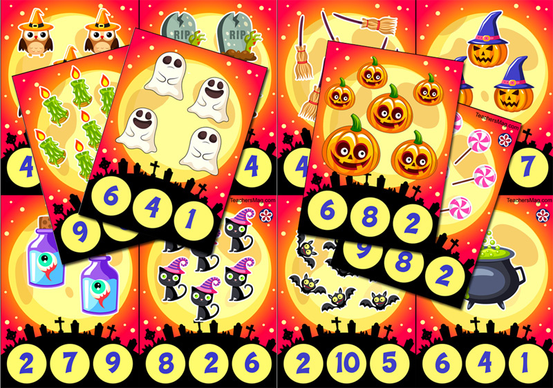 Halloween-Themed Counting Clip Cards
