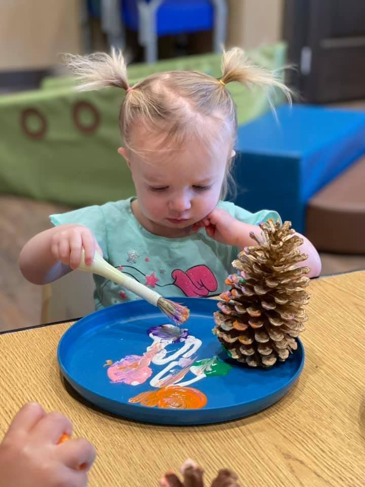 Pine Cone Painting Activity for Toddlers