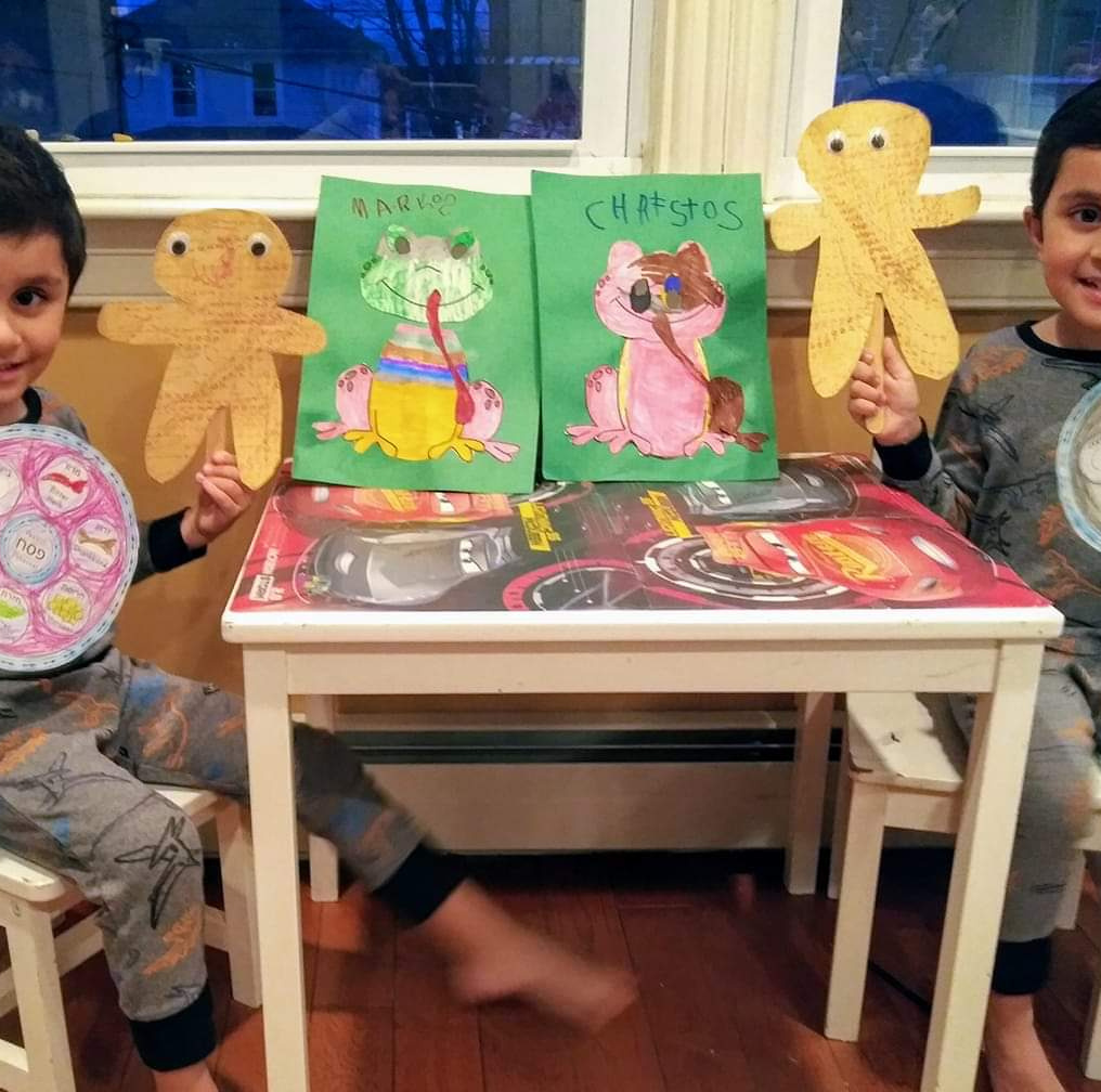 Preparing a Frog Craft for Passover