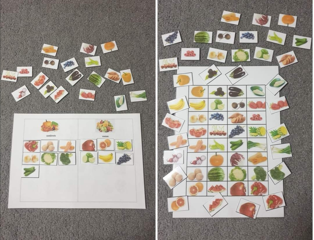 Mokomės atskirti vaisius nuo daržovių