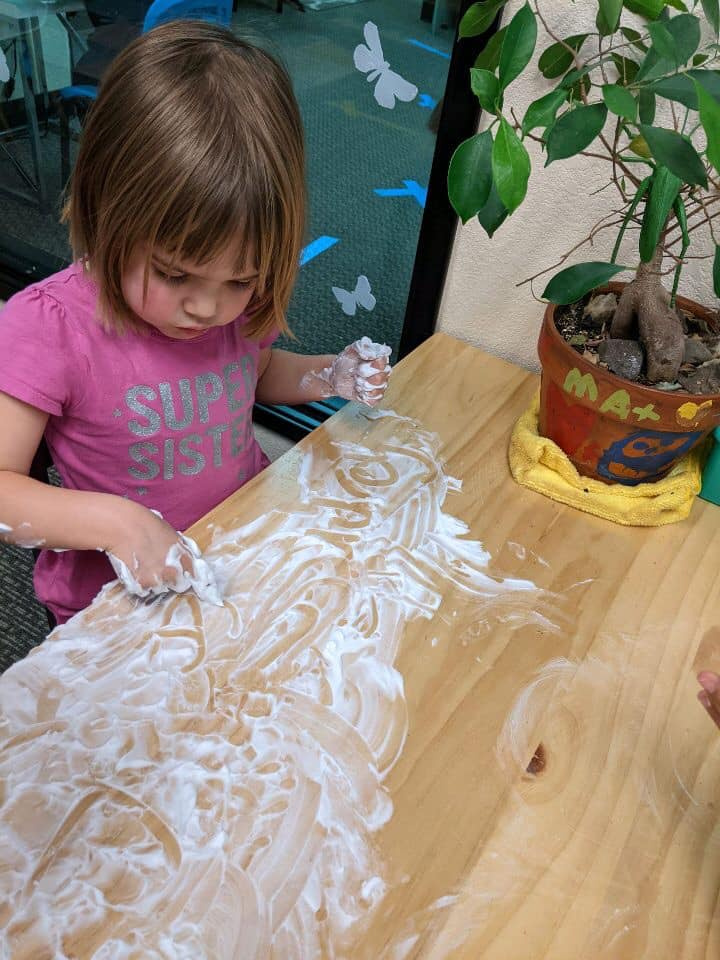 Practicing Spelling and Writing With Shaving Cream