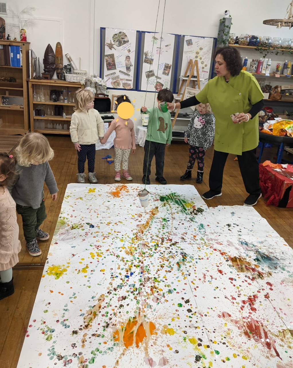 Painting With a Pendulum at Preschool