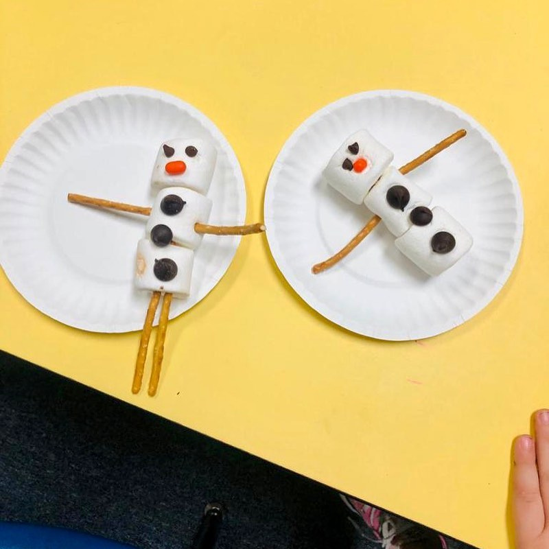 Building Snowmen out of Snack Items