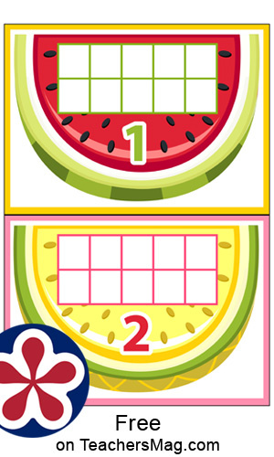 Watermelon-Themed Counting Mats; Numbered 1-10