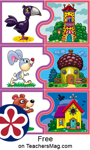 Animals and Their Houses Matching Game. 