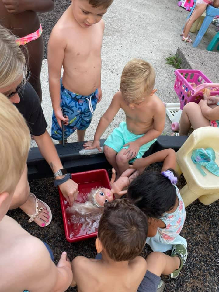 Practicing Hair Washing with Dolls!