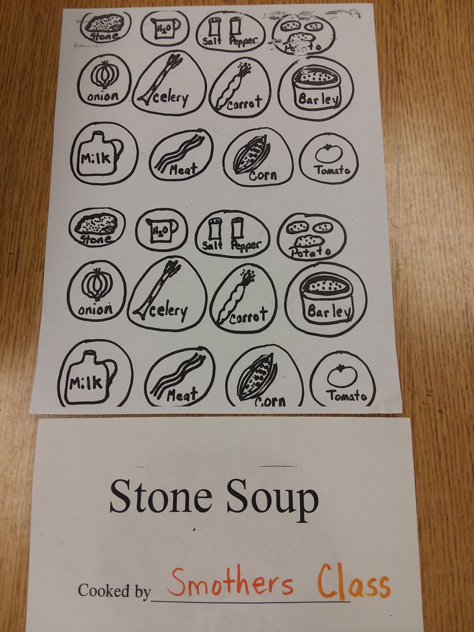 Stone Soup Thanksgiving activity