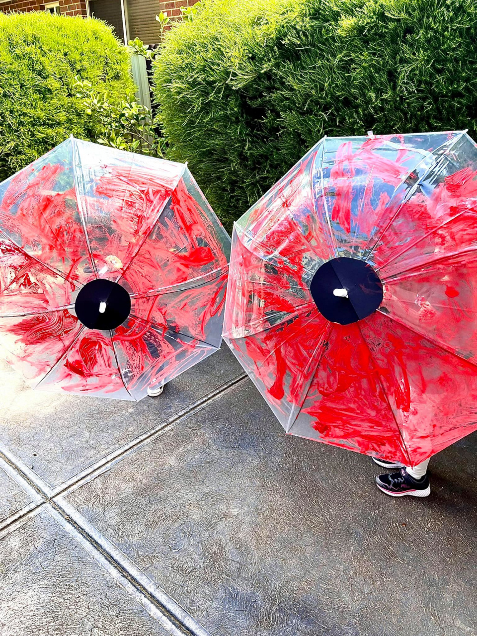 Veteran's Day Poppy-Styled Umbrella Painting Activity