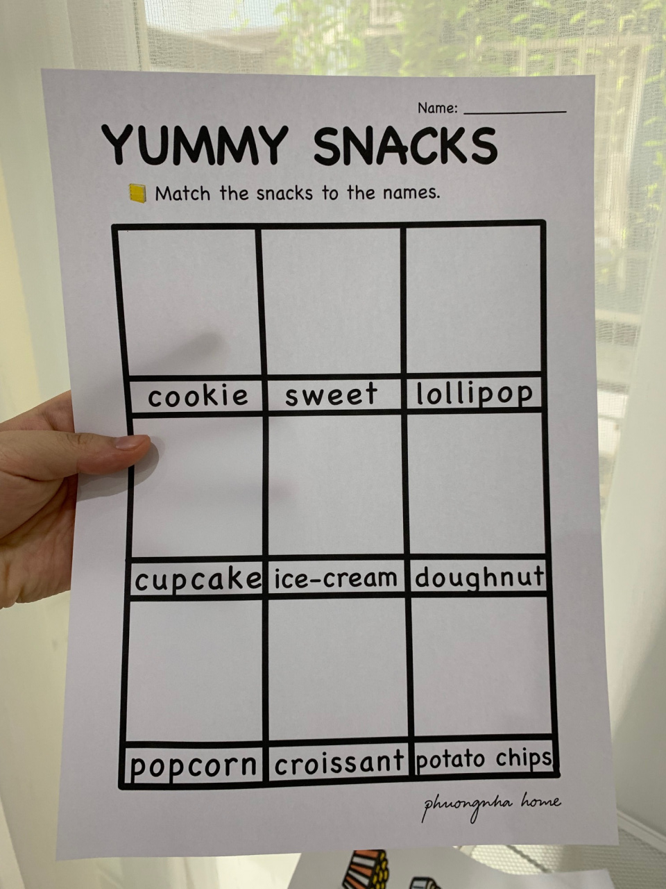 My Kids Learn About The Snacks By Pasting Match Paper