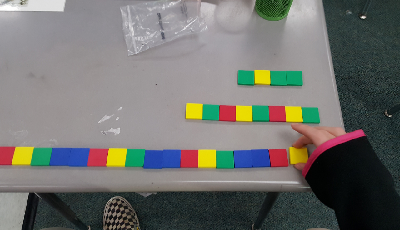Patterns with colored foam squares