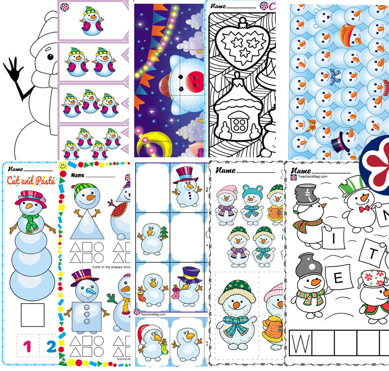 Snowman Worksheets for Preschool
