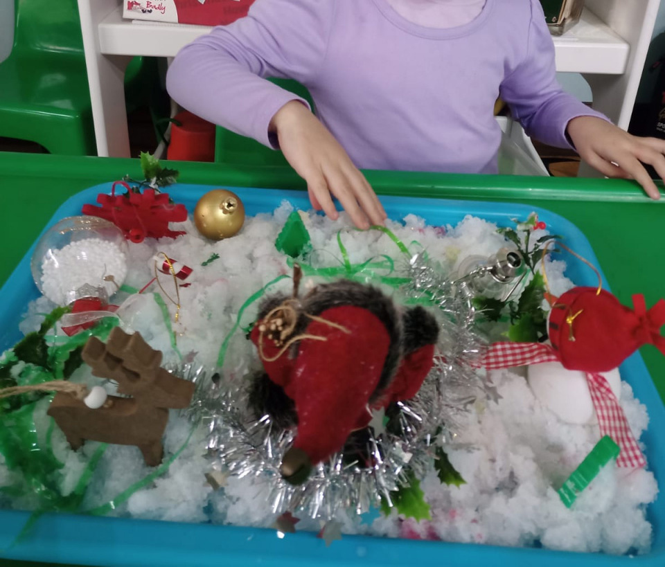 Christmas Sensory Bin Made From Diapers