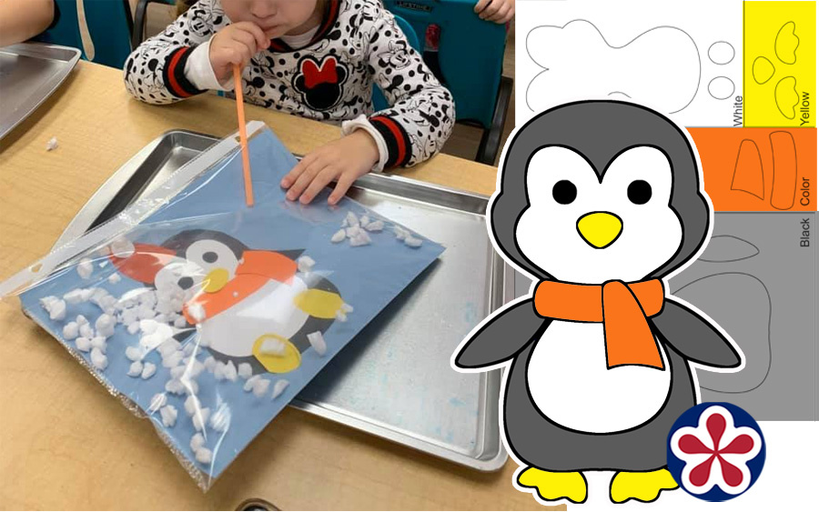 Penguin, "Snow Globe," Preschool Craft With Template
