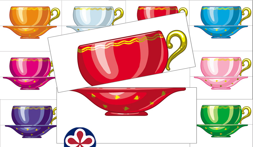 Cups and Saucers Printable Color Matching Game for Preschoolers