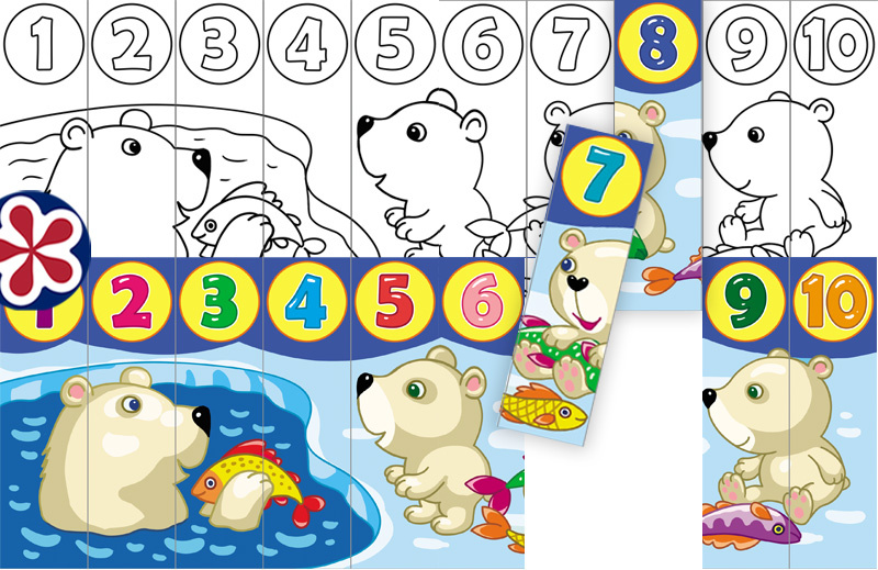 Polar Bear Number Strip Puzzle 1-10