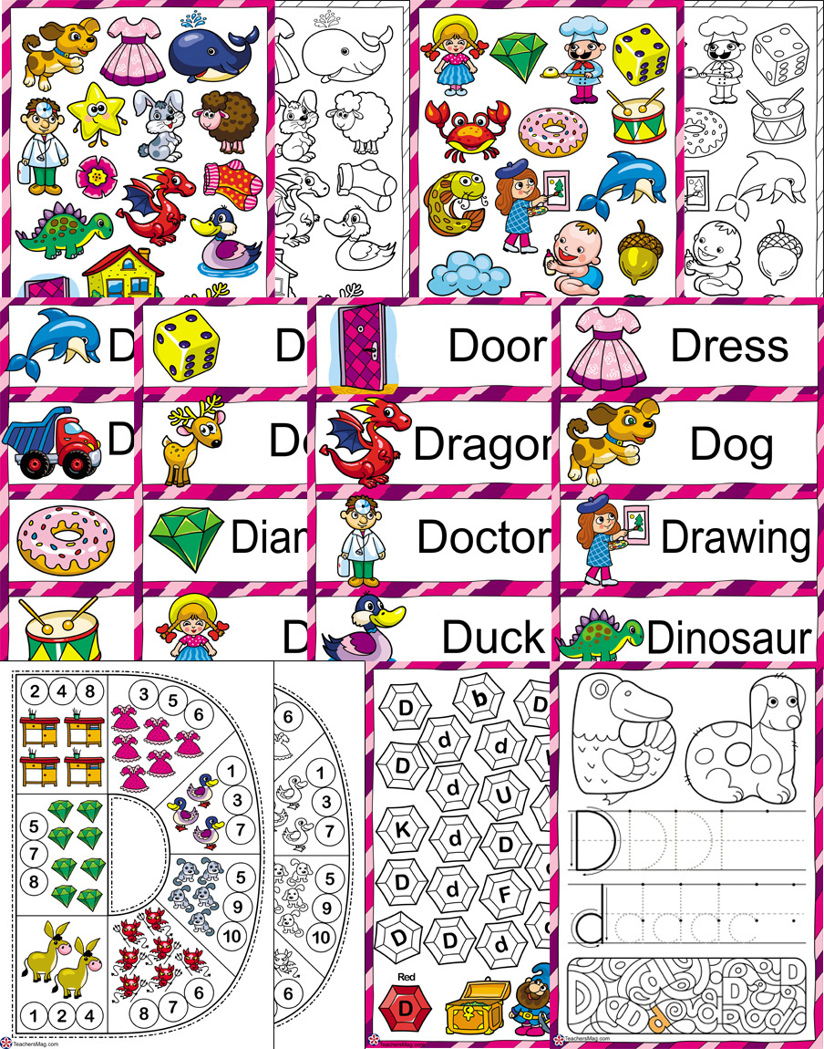 Letter D Worksheets for Preschoolers