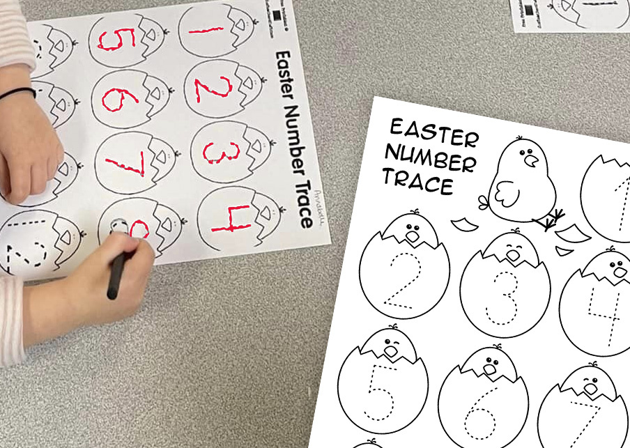 Number Tracing Easter Worksheet (1-10)