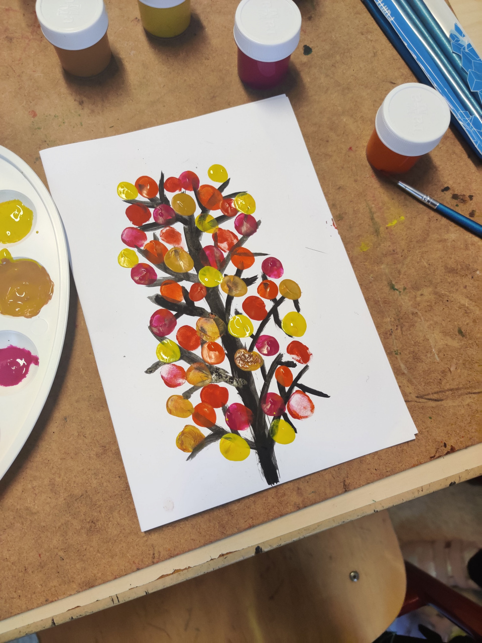 Finger painted trees