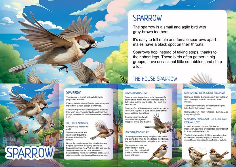 Sparrow: Printable Educational Book for Preschoolers (Booksheets)