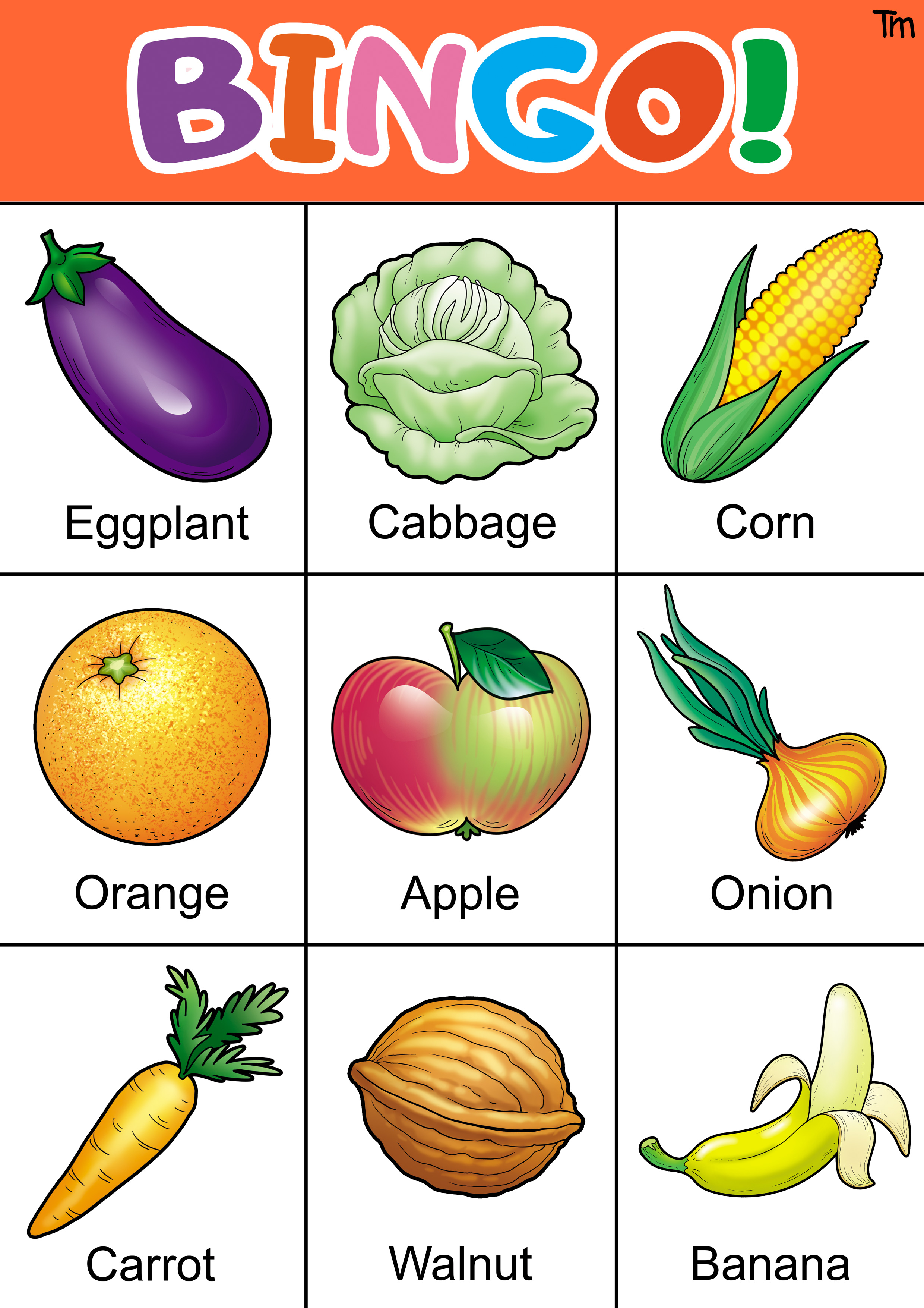 Fruit and Veggie Bingo Game with FREE Bingo Cards. TeachersMag.com