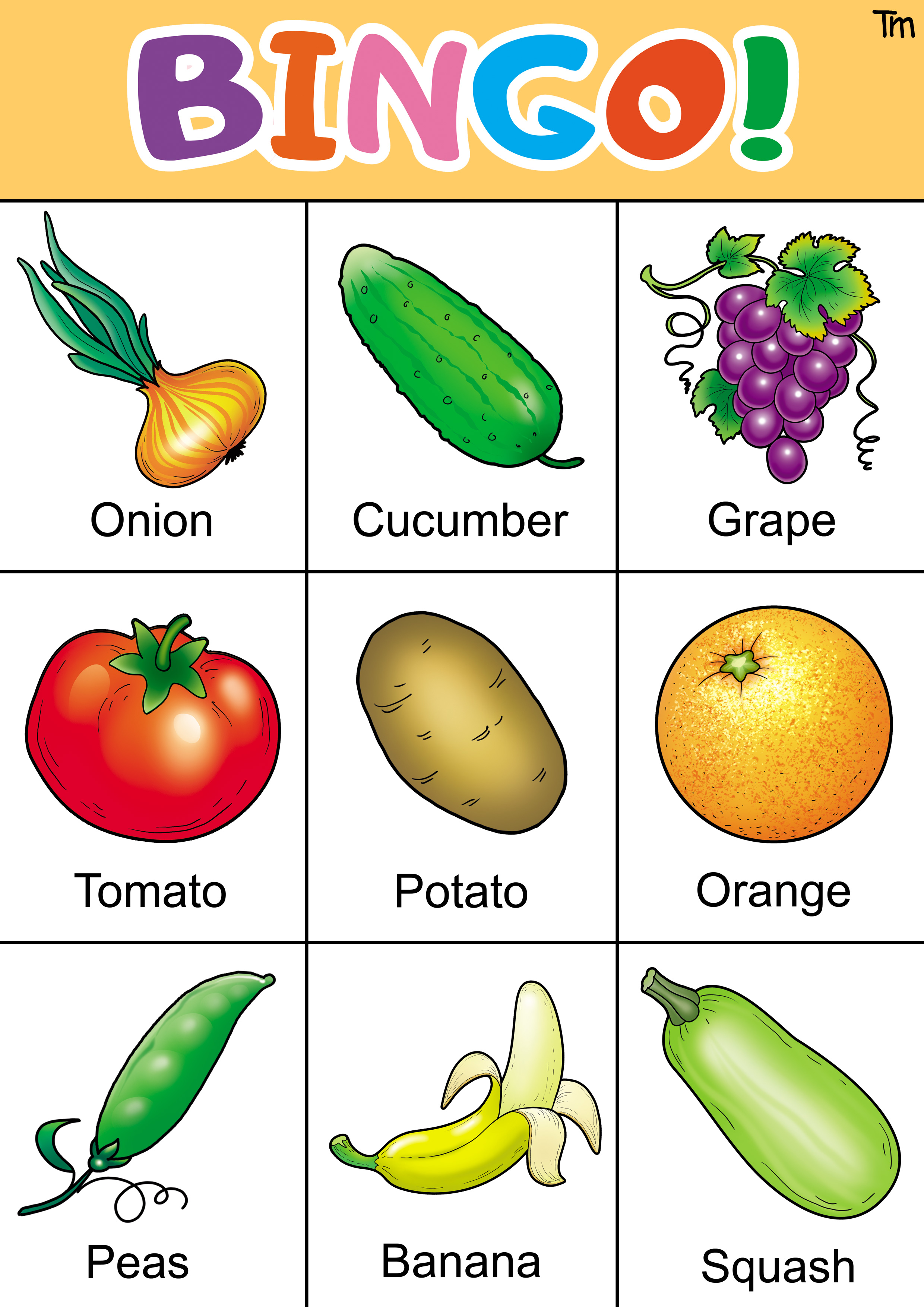 Fruit and Veggie Bingo Game with FREE Bingo Cards.