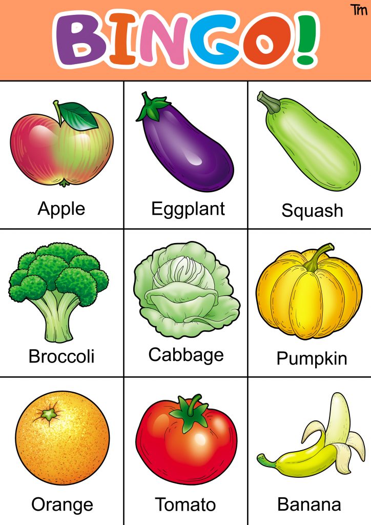 free fruit and vegetable bingo printable