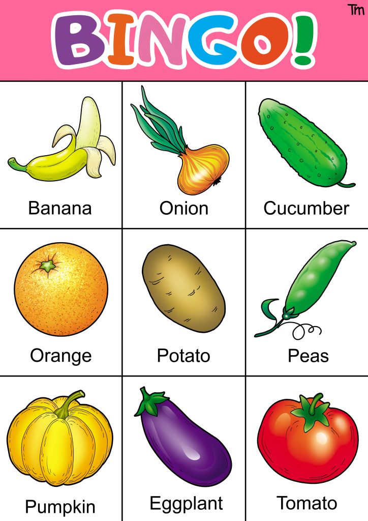 Fruit and Veggie Bingo Game with FREE Bingo Cards. TeachersMag.com