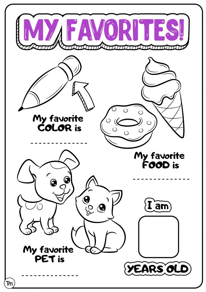 All About Me Printable Kindergarten