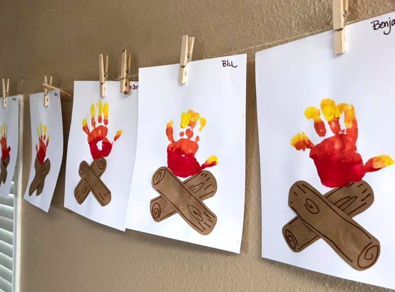 Handprint Campfire Art & Craft for Preschoolers