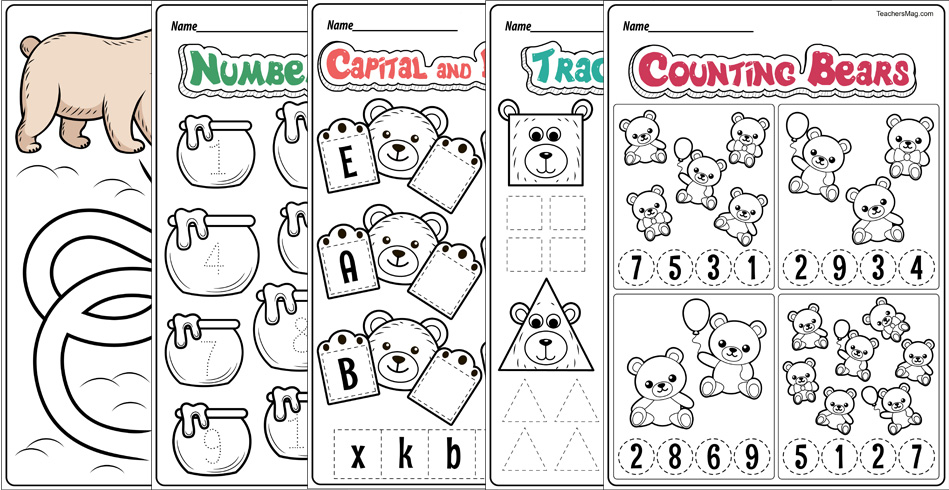 Free Bear-Themed Printable Worksheets