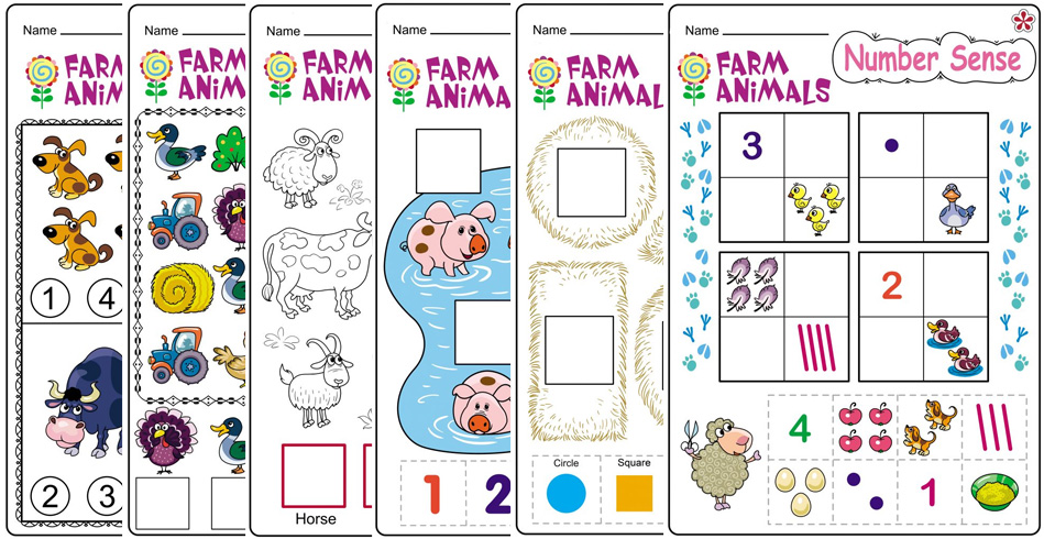 Farm-Themed Math Worksheets for Kindergartners