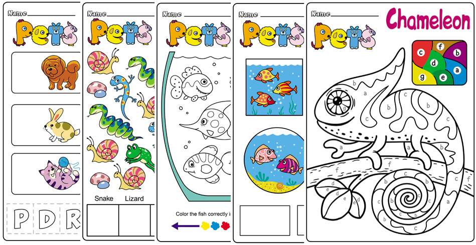 Preschool and Kindergarten Worksheets About Pets