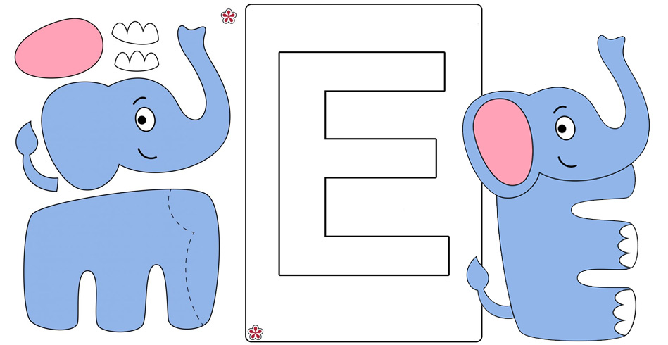 Letter E Craft Patterns Elephant Craft Alphabet Crafts Uppercase Letter  Activities 