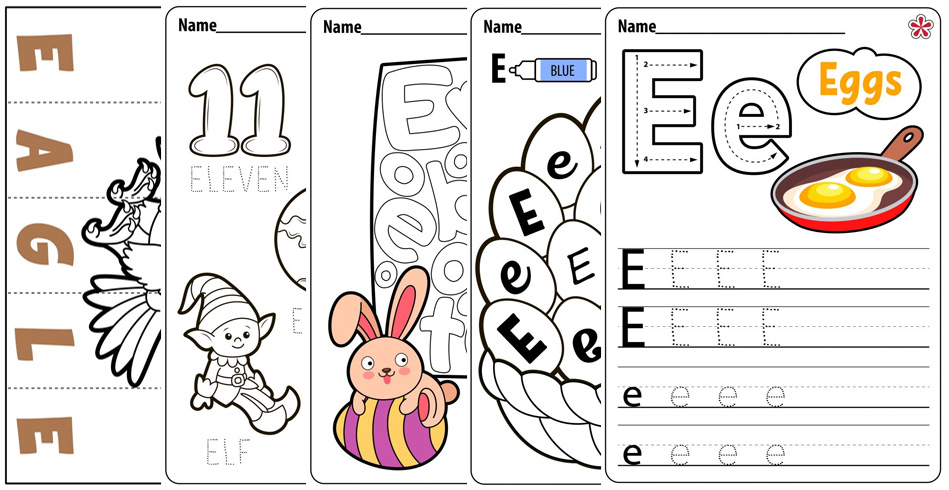 Letter E Worksheets For Kindergarten and Preschool