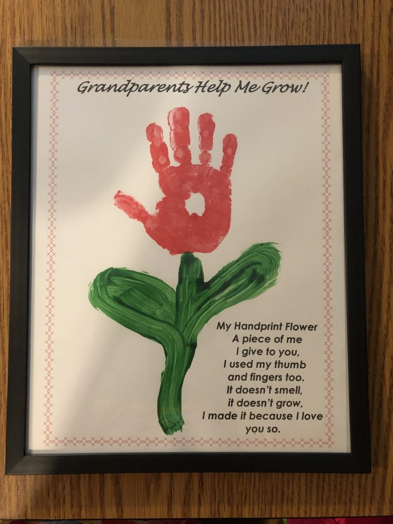 Handprint flower for grandparents