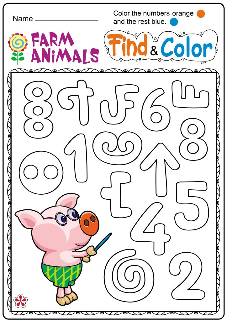 Farm Animals Find and Color Worksheet