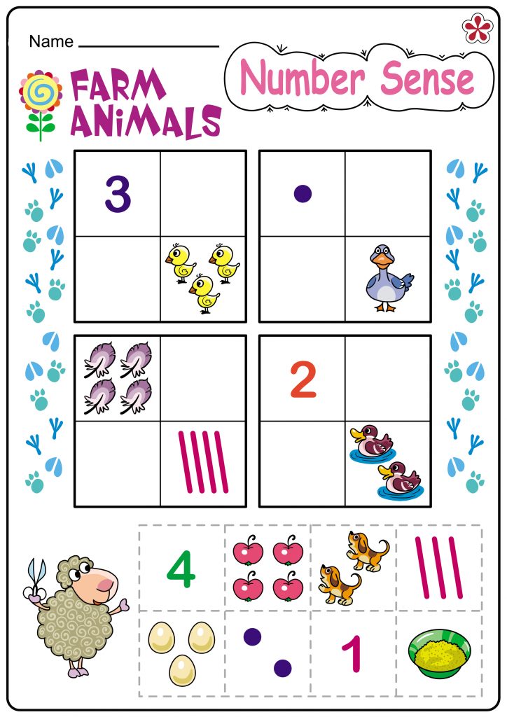 Farm themed math worksheets for kindergarten 2. TeachersMag.com