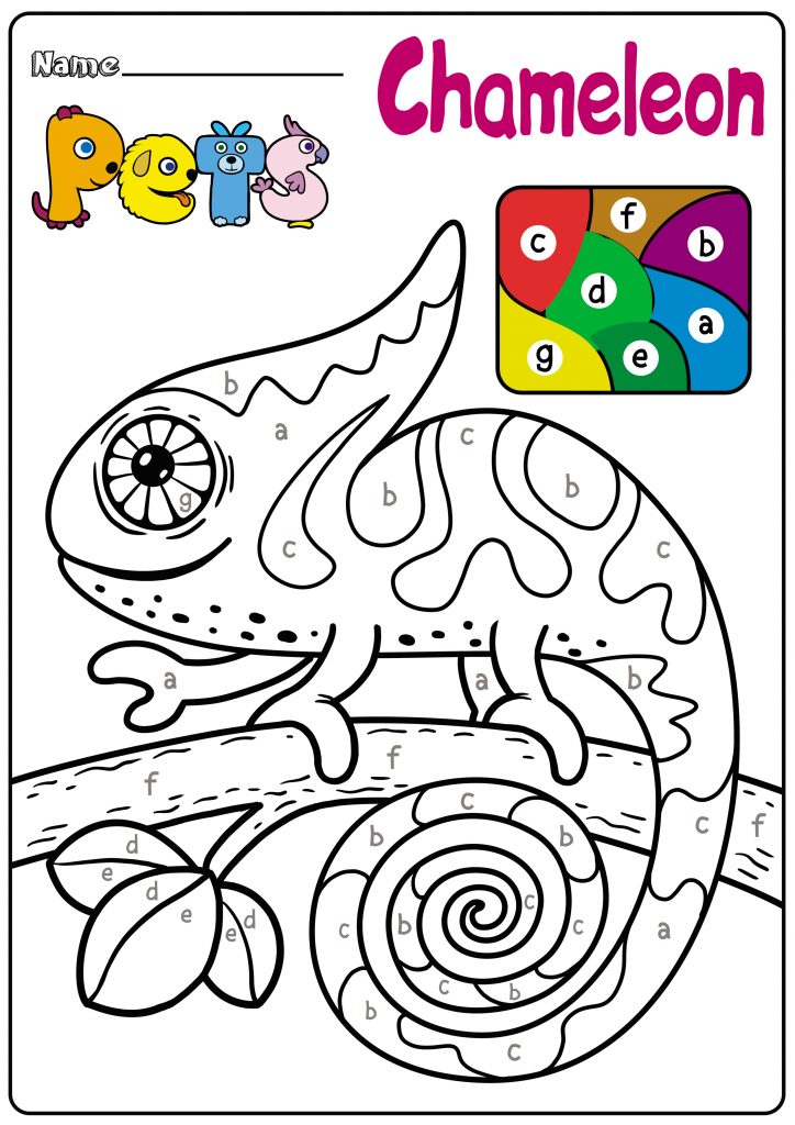 Chameleon Letter-Coloring Worksheet