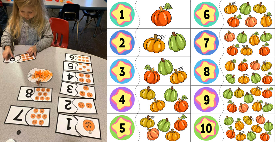 Printable Pumpkin Counting Puzzles