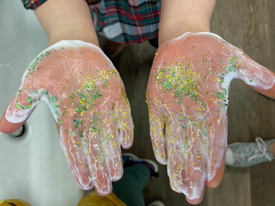 Glitter Germs for Hand Washing Experiment for Preschoolers