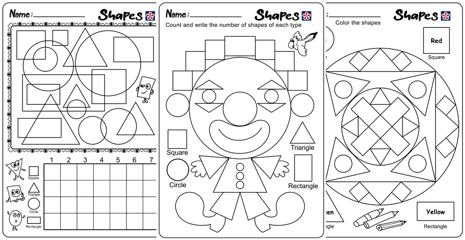 3º ano - Shapes and colors worksheet