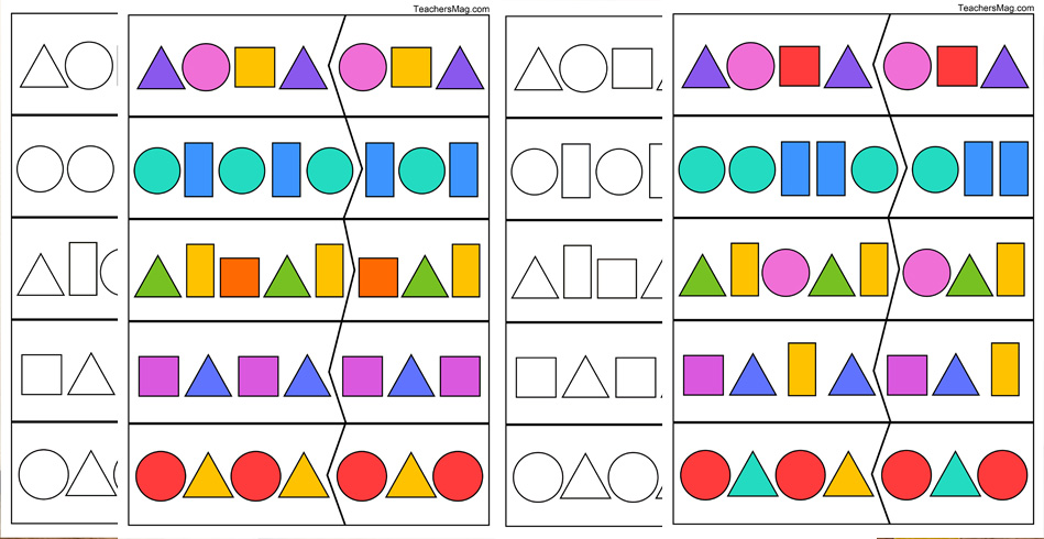 Shape Pattern Worksheets for Kindergartners