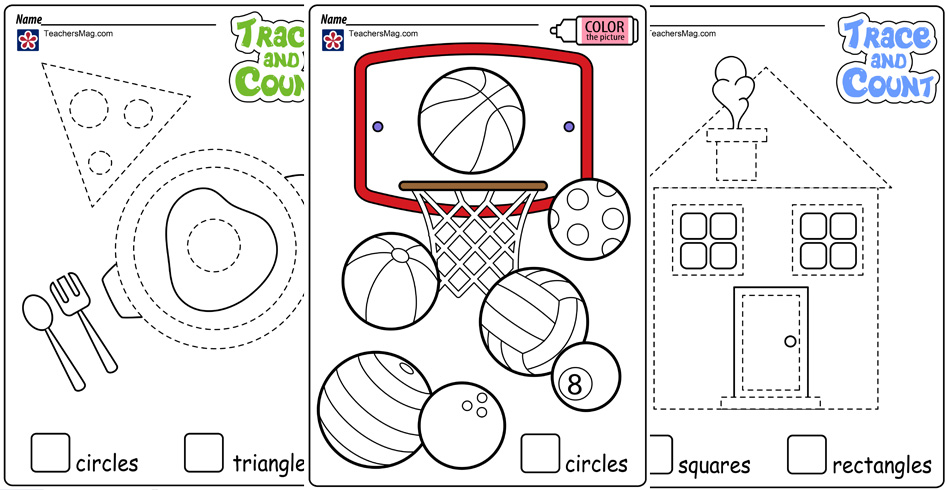 Shape Tracing and Counting Worksheets