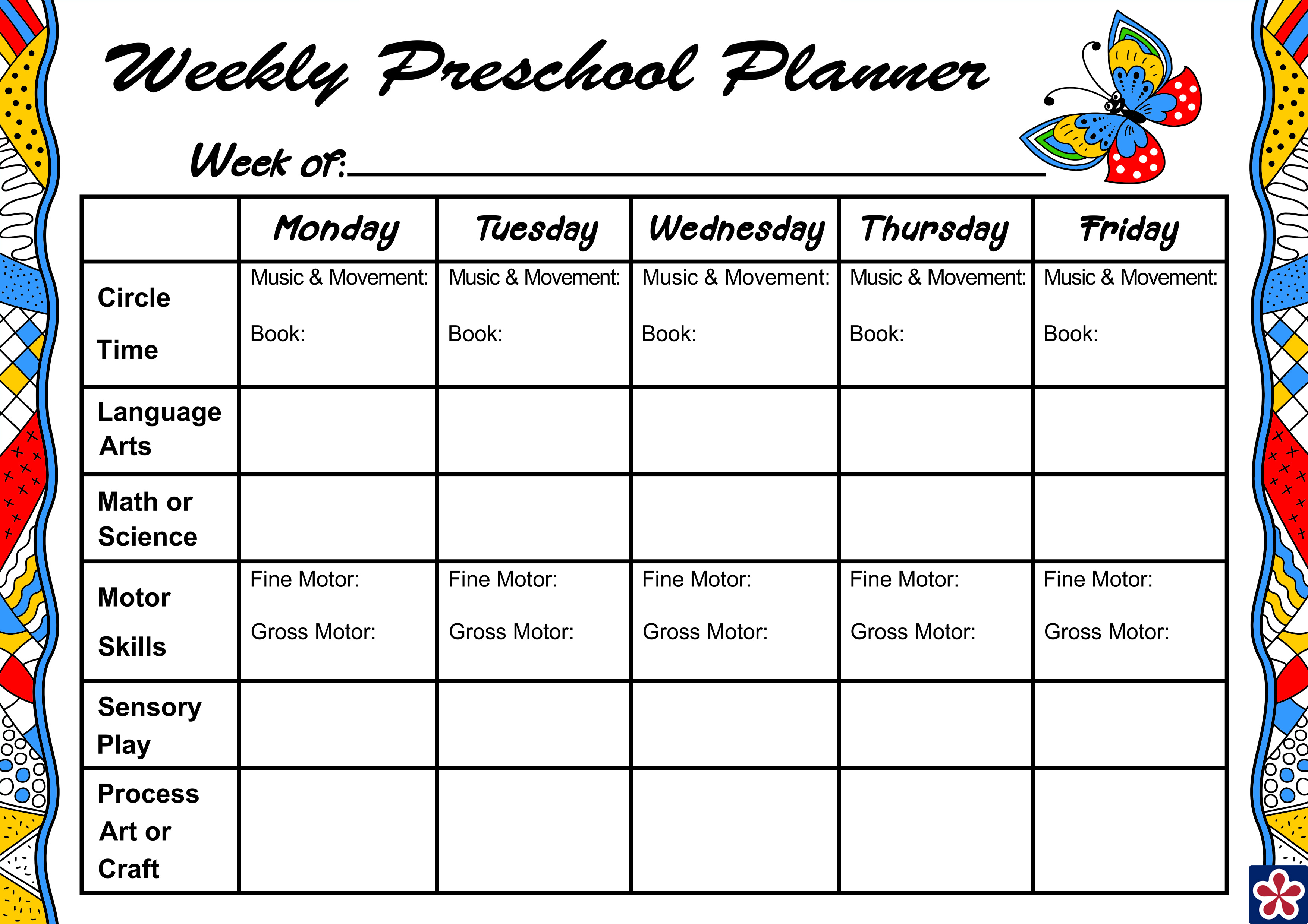 schedule templates daily preschool